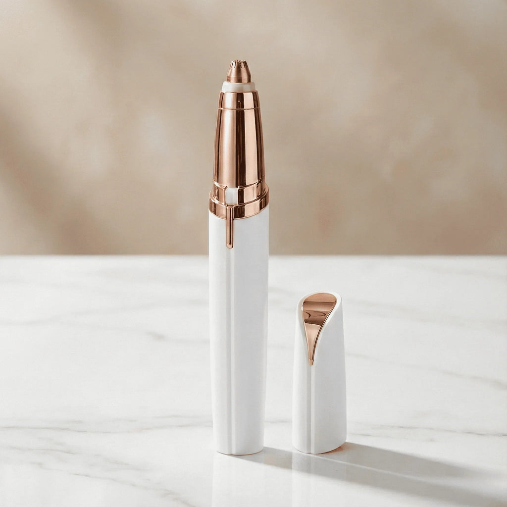 Caneta FaceLift branca com acabamento dourado